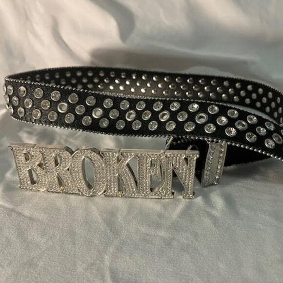 Broken Promises Accessories - Broken Rhinestone Belt Black